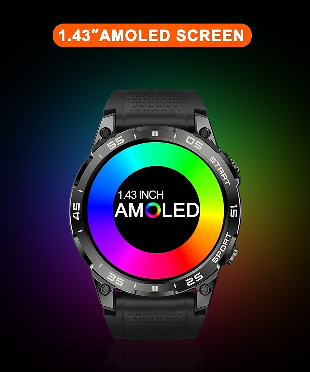 Военные GPS Умные часы для мужчин 1.43 AMOLED экран Частота сердечных сокращений Водонепроницаемость IP68 Совместим с Android iOS 2025 - $87.99 –P2