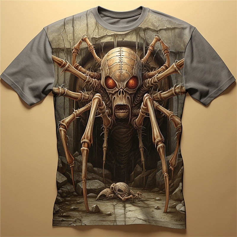 Halloween Men's Graphic Spiders T shirt Short Sleeve T shirt 3D Print Crew Neck Shirt Daily Designer Retro Vintage Sports Outdoor Holiday Going out Gray Spring & Summer Clothing Apparel S M L XL 2XL 2025 - $17.99 –P1