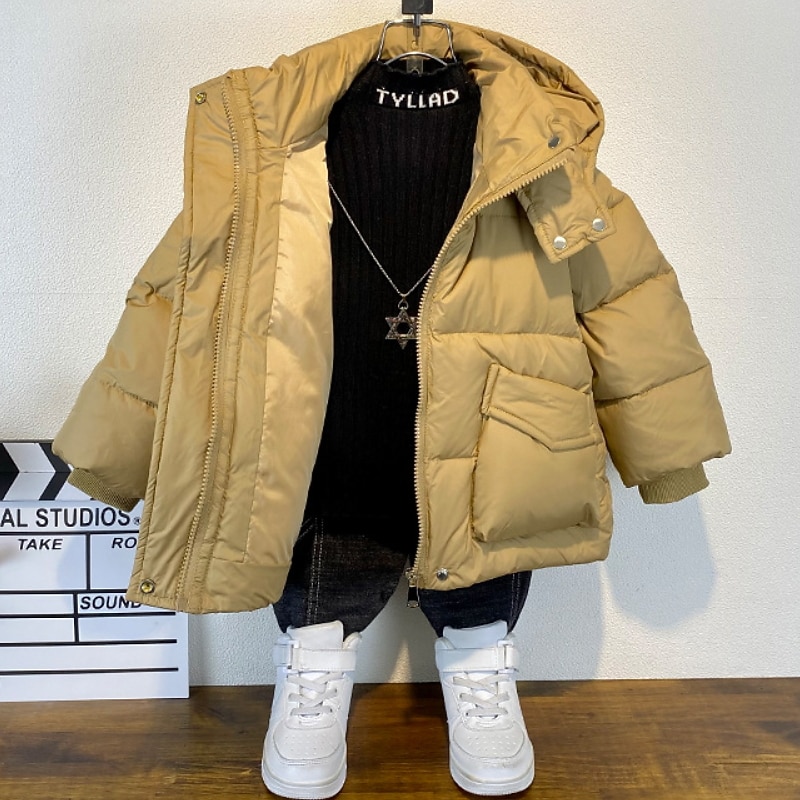 Barn Pojkar Fleece-jacka Hoodiejacka Ytterkläder Ensfärgat Långärmad Dragkedja Täcka Ledigt Förtjusande Dagligen Svart Grön Khaki grön Vår Höst 7-13 år 2025 - $37.99 –P4