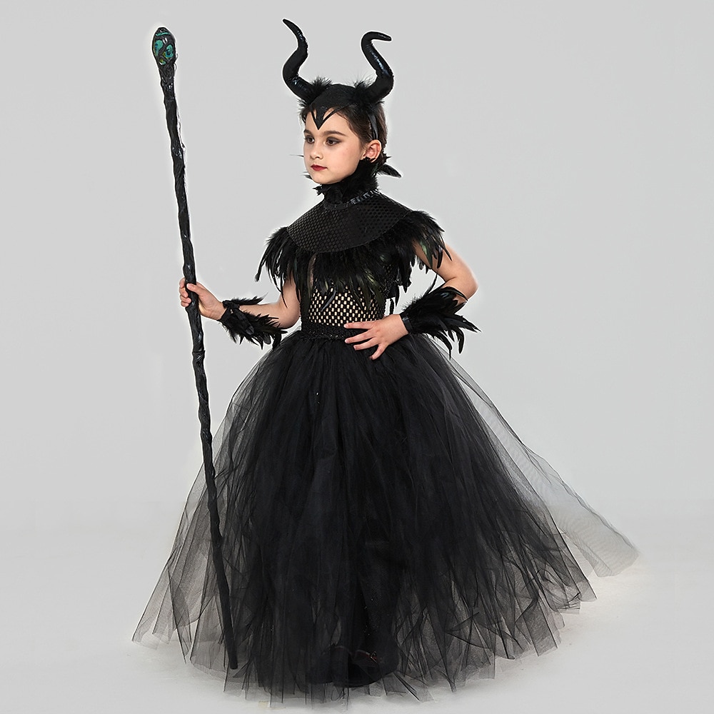 Halloween Hexe Maleficent Walpurgisnacht Kleid Cosplay Kostüm Tutu Kinder Mädchen Cosplay Halloween Leistung Party Halloween Halloween Karneval Maskerade Einfaches Karnevalskostüm 2025 - $48.99 –P2