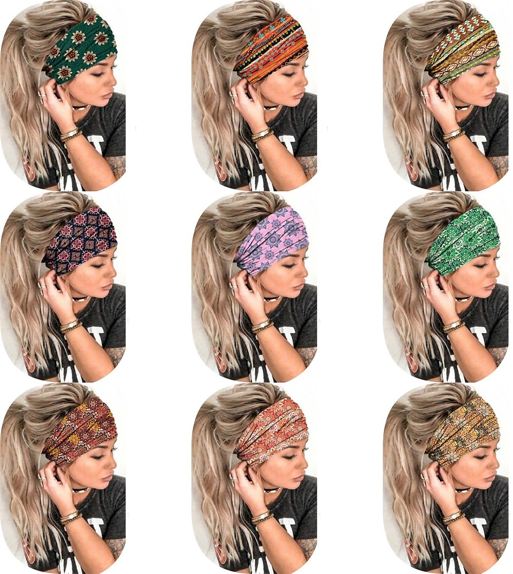 Bandes de cheveux pour femmes, motifs imprimés africains, large bord, nouage élastique, bandeaux de sport, de yoga, couvre-chef pour femmes, accessoires pour cheveux de 2025 ? $6.99 –P4