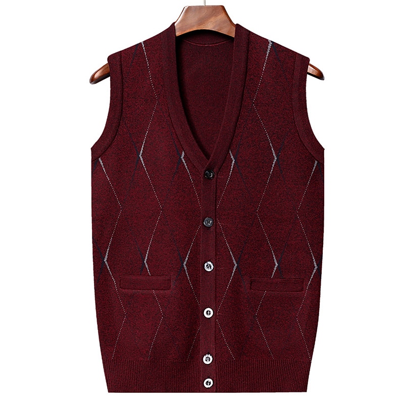 Herren Pullover Pullunder Wollpullover Kaschmir Strickjacke Gerippt Stricken Standard Tasche Strick Raute V Ausschnitt Warm-Ups Moderne zeitgenössische Freizeitskleidung Ausgehen Bekleidung Winter 2026 - $39.99 –P8