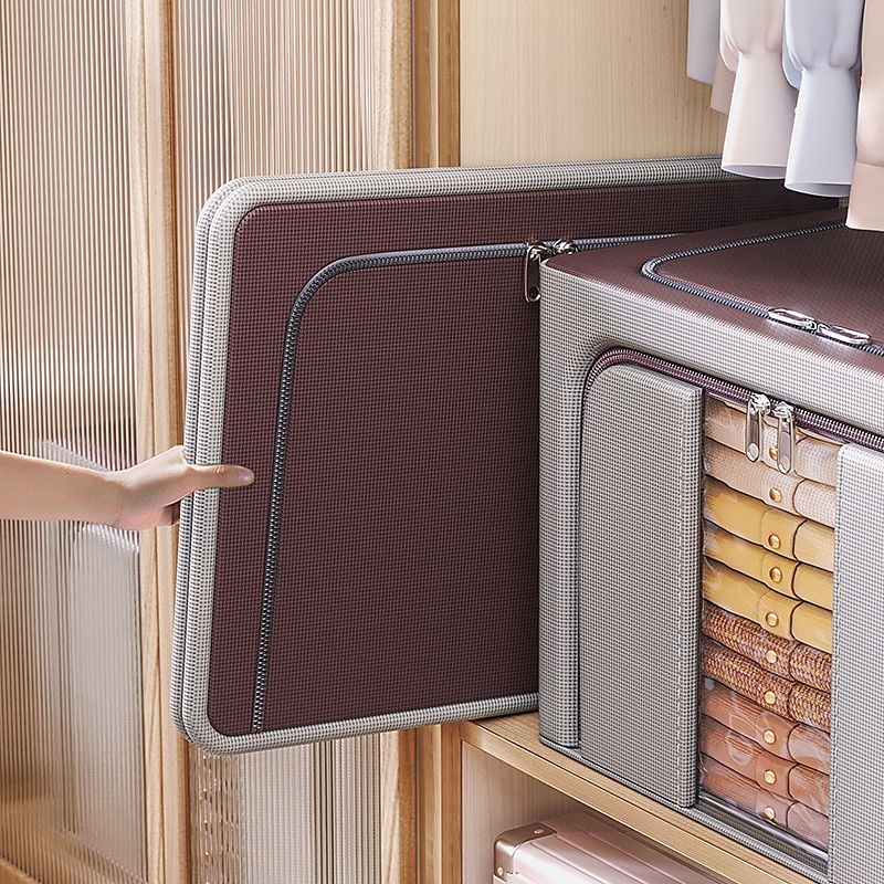 Caja de almacenamiento de ropa de gran capacidad, organizador de colchas de ropa a prueba de polvo, contenedor plegable para dormitorio y hogar, 1 ud. 2025 - $6.99 –P4