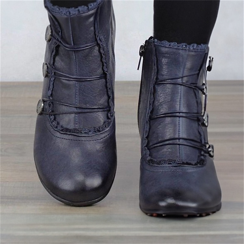 Women's Victorian Black Lace-Trimmed Button Ankle Boots - Perfect for Vintage Themed Events and Casual Elegance 2025 - $42.99 –P11