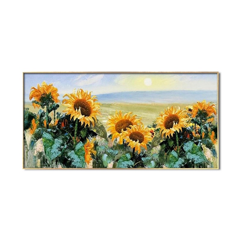 Handgefertigtes Ölgemälde auf Leinwand, Wandkunst, Dekoration, großes abstraktes orangefarbenes Sonnenblumen-Blume-Gemälde, dicke Kunst für Heimdekoration, gerolltes, rahmenloses, ungedehntes Gemälde 2025 - $100.99 –P1