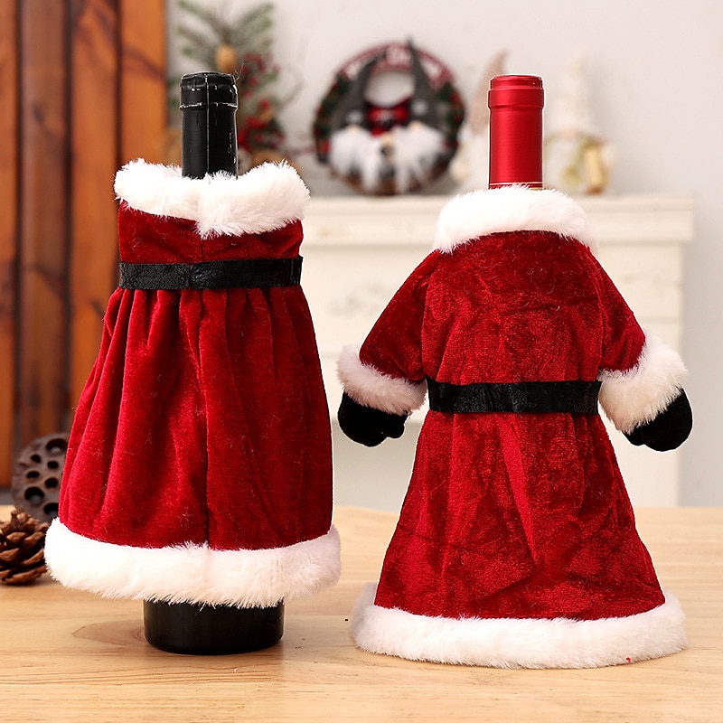 Christmas Wine Decoration Creative Red Wine Bag, Christmas Dress Wine Bottle Cover, Christmas Skirt Wine Bottle Decoration, Christmas Red Wine Cover 2025 - $6.49 –P4