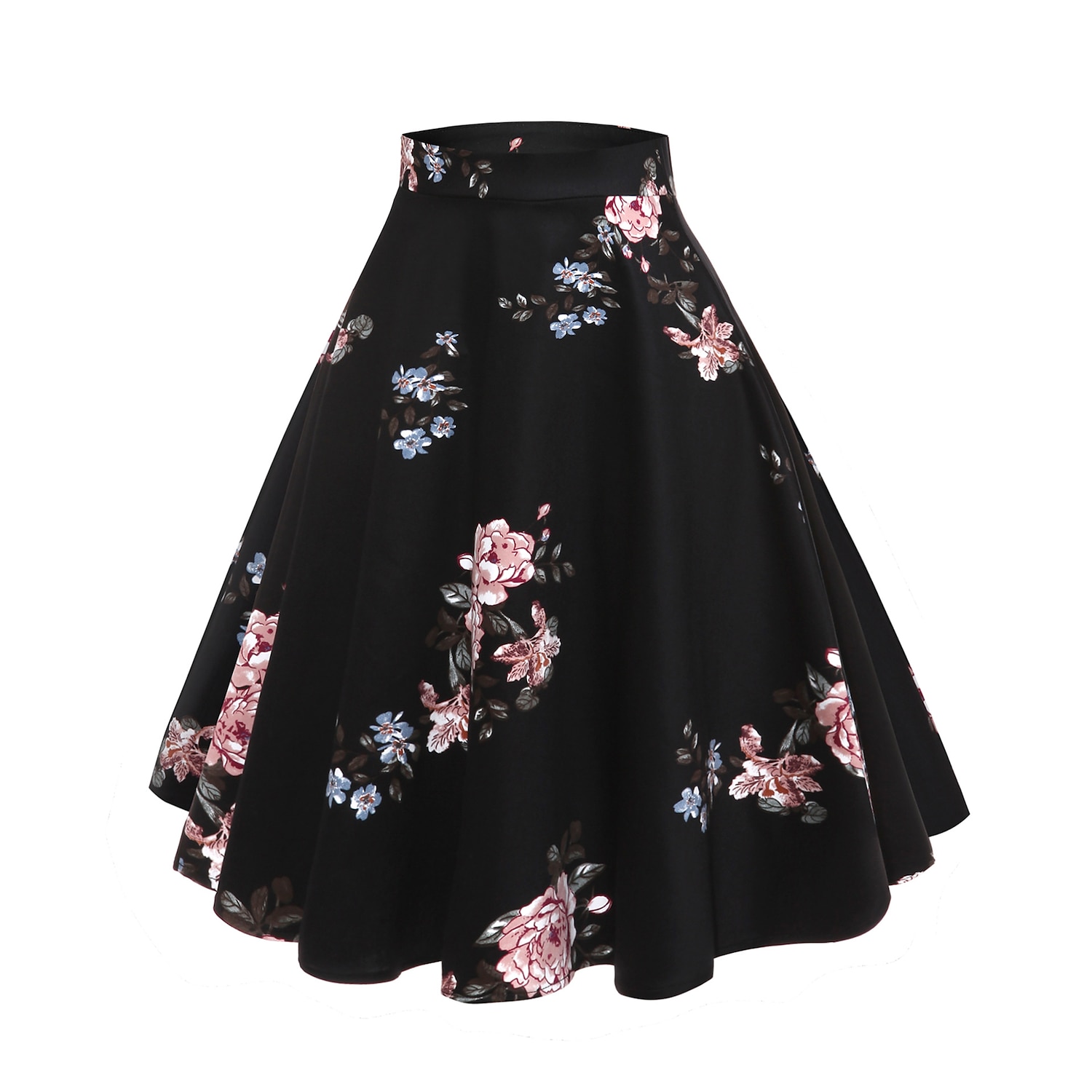 Damen Rock Ballettröckchen Vintage Modisch Brautkleider schlicht Knielang Hoher Taillenbund Röcke Blumen Rüschen Bedruckt Urlaub Strasse Pfingstrose auf schwarzem Hintergrund Winter Baumwolle 2025 - €32.99 –P2