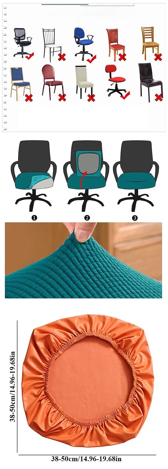 водоотталкивающий чехол для компьютерного офисного кресла бордового цвета, эластичный вращающийся чехол для игрового сиденья, эластичные зерна кукурузы, черный однотонный, мягкий, прочный, моющийся 2026 - $16.99 –P1