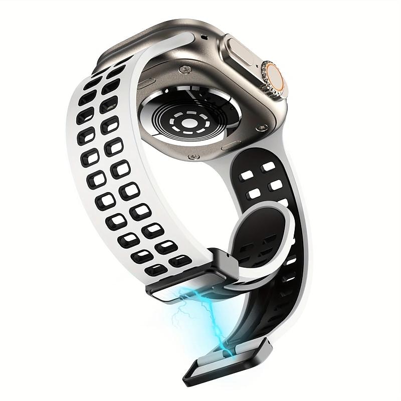 Bracelets de montre intelligente pour Apple Watch 44 mm 40 mm 49 mm 38 mm 45 mm 41 mm 42 mm bracelet en silicone bicolore sport pour femme + bracelet de remplacement à fermoir en D magnétique pour de 2025 ? $13.99 –P3
