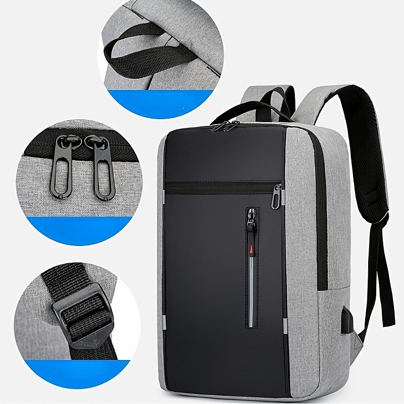 1 mochila para hombre y mujer con puerto de carga USB, bolsa para computadora para viajes de negocios, uso diario, mochila para computadora portátil, mochila multifuncional para estudiantes de gran 2025 - $23.99 -P5