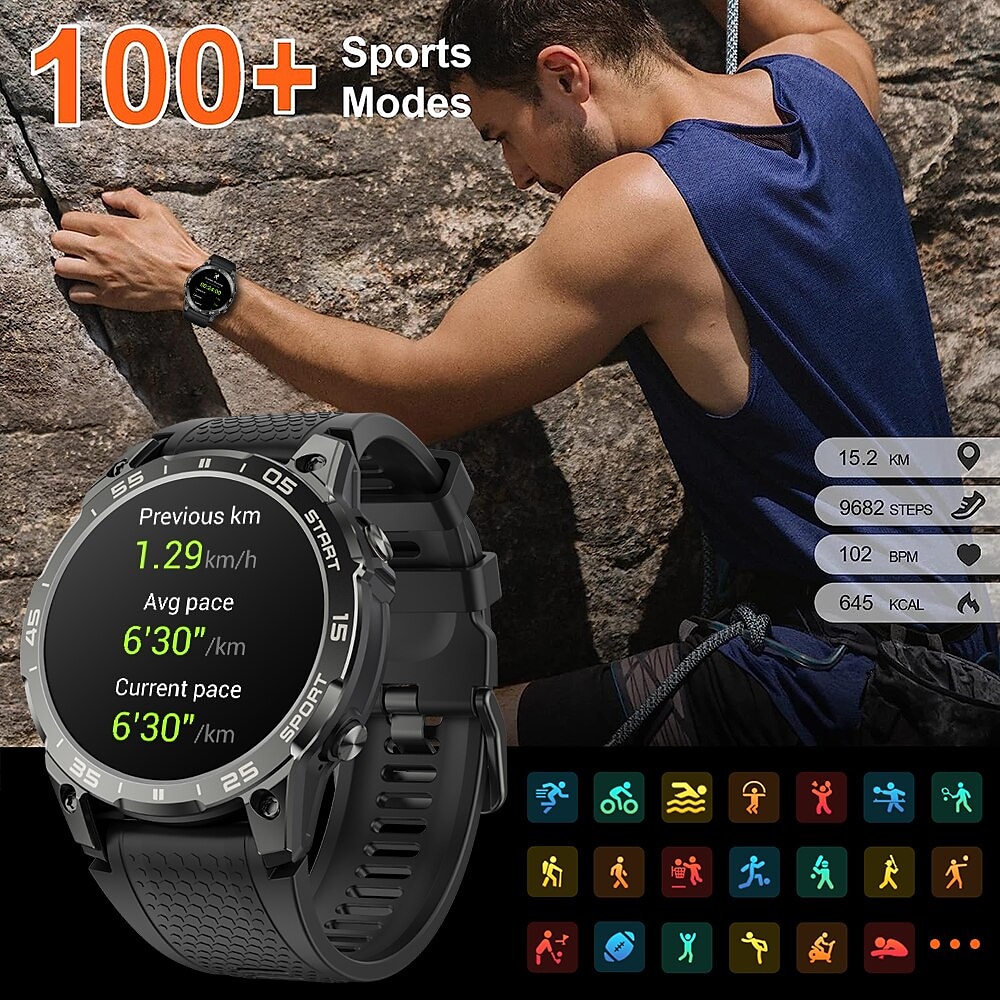 Военные GPS Умные часы для мужчин 1.43 AMOLED экран Частота сердечных сокращений Водонепроницаемость IP68 Совместим с Android iOS 2025 - $87.99 –P10