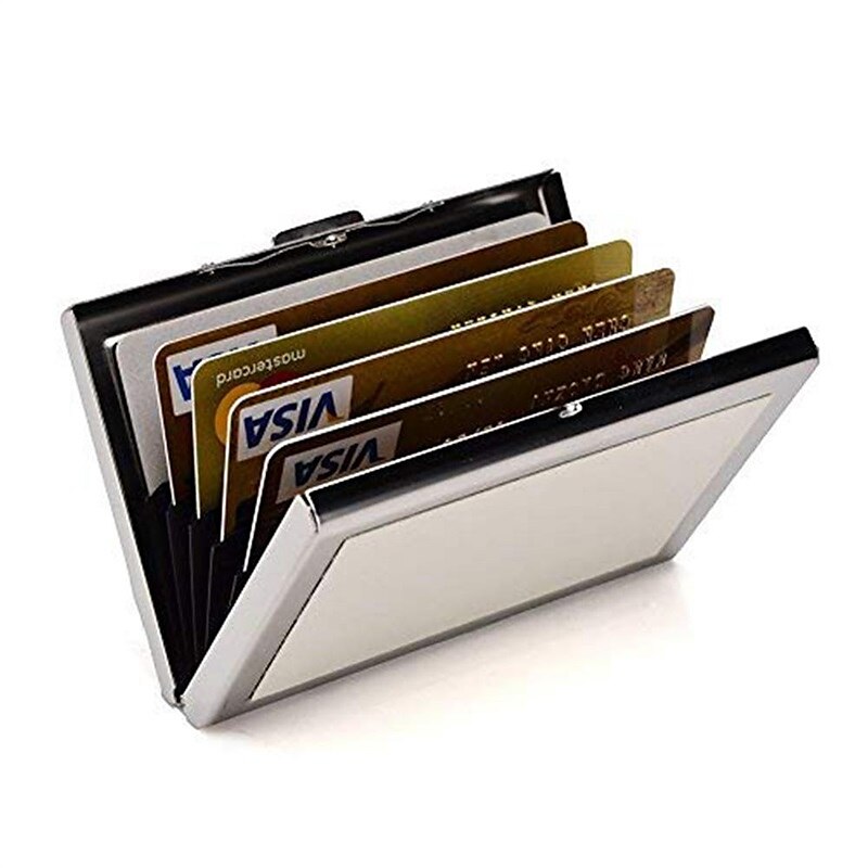 RFID Credit Card Holder Men Wallet Short Purse Stainless Steel And Leather Card Wallet 2025 - $8.99 –P14
