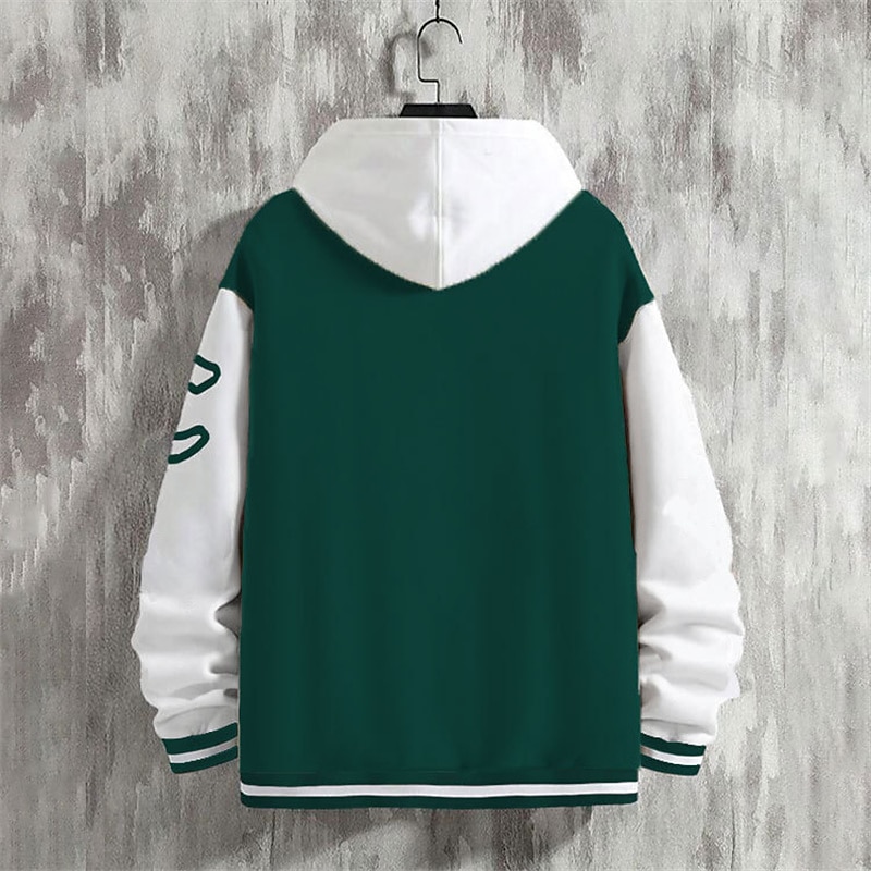 Voor heren Bomberjack Overgangsjack Varsity-jas Buiten Vakantie Warm Knop Zak Herfst Winter Kleurenblok Modieus Streetwear Opstaande boord Normaal Appel Groen Zwart Bordeaux Bruin Groen Jacks 2025 - $28.99 –P14