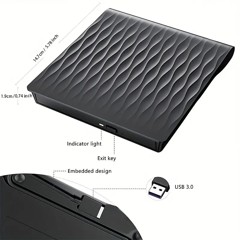External CD/DVD Drive For Laptop USB 3.0 & Type-C External CD DVD Burner CD/DVD/-RW Rewriter For Laptop Desktop IMac MacBook Compatible With Windows 11/10/XP/8/7/Vista/Linux/MacOS 2025 - $43.99 –P6