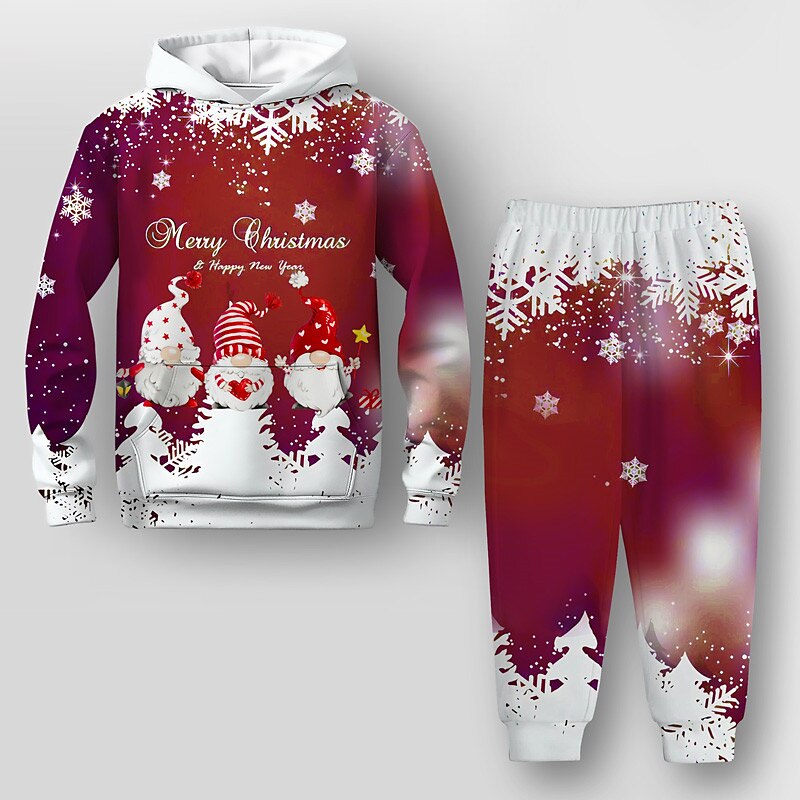 Weihnachten Jungen 3D Weihnachtsmann Weihnachtssets Set aus Kapuzenpullover und Jogginghose Set Langarm 3d Drucken Herbst Winter Aktiv Modisch Cool Polyester kinderkleidung 3-12 Jahre Outdoor Strasse 2025 - $21.99 –P4