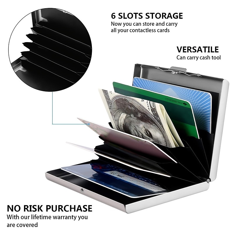 RFID Credit Card Holder Men Wallet Short Purse Stainless Steel And Leather Card Wallet 2025 - $8.99 –P4