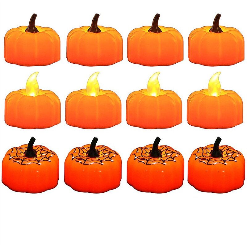 12db mini sütőtök gyertya lángmentes gyertya lámpák hálaadás sütőtök tealámpák led tea lámpák sütőtök gyertyák elemes őszi halloween hálaadás lakberendezési dekoráció 2025 - $14.49 –P9