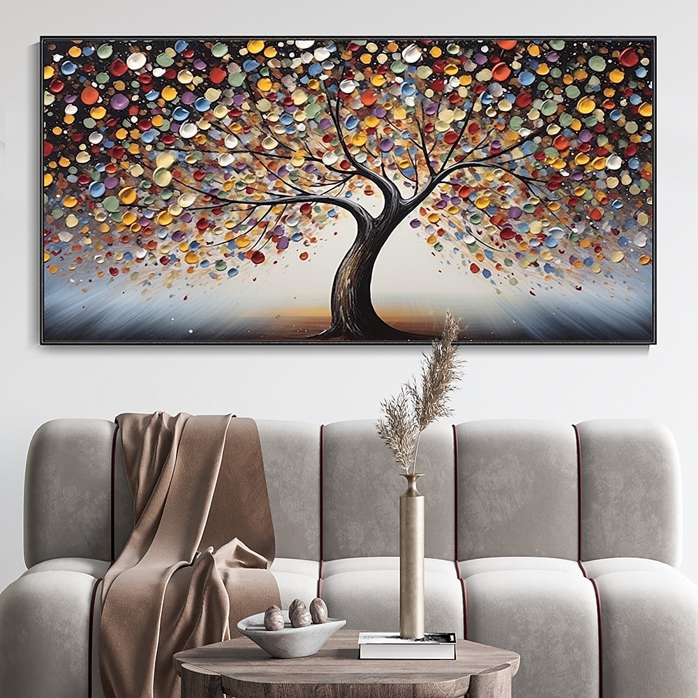 Hand Painted Wall Art Abstract Colorful Tree Canvas Oil Painting Handmade Textured Landscape  Painting Hand Painted Forest painting Home Decoration Decor Rolled Canvas 2025 - $69.99 –P5