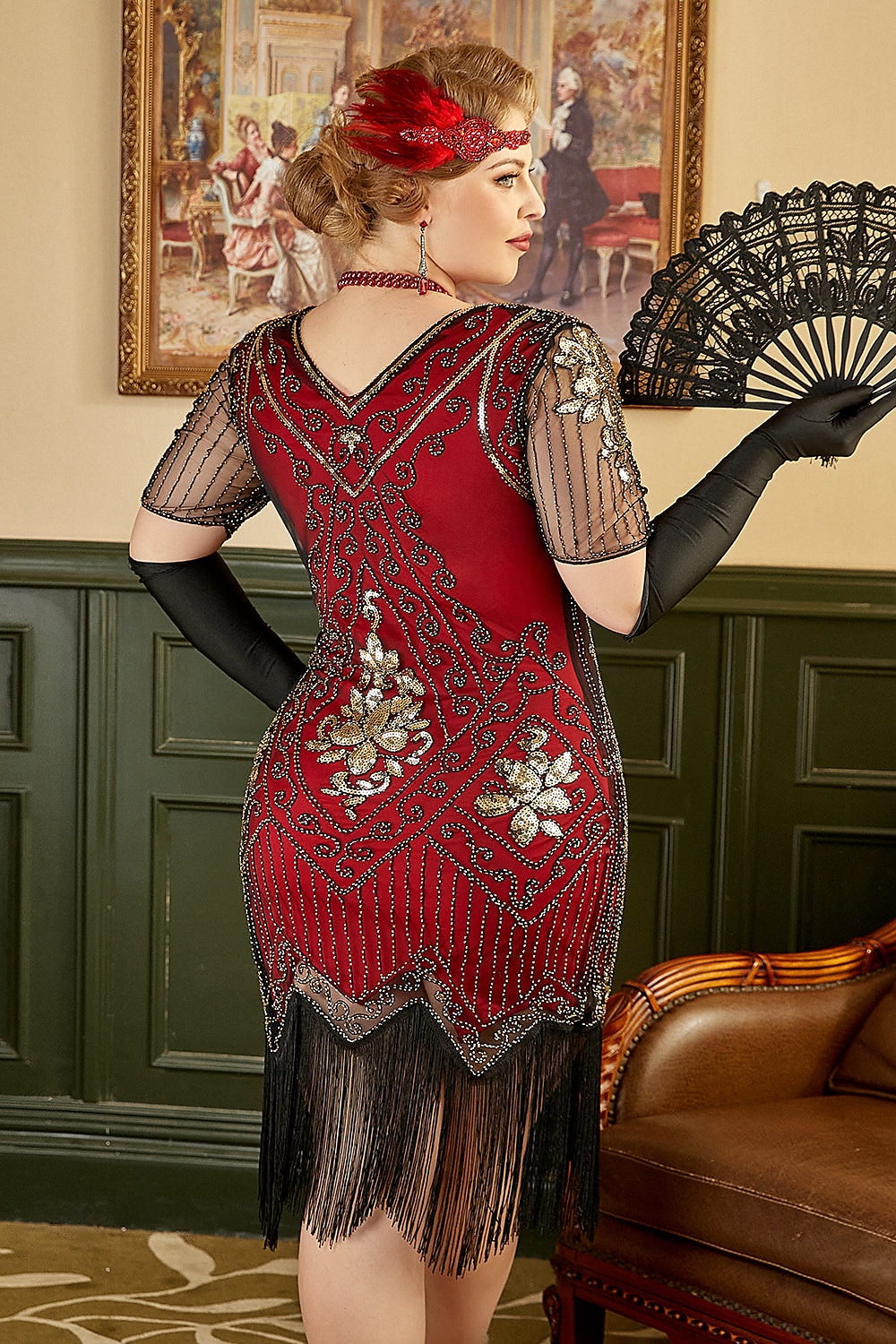 szett midi flapper ruha ujj hullám paróka fejpánt hosszú opera kesztyű nyaklánc cigarettatartó női ordító 20-as évek 1920-as évek flapper lány koktél maszk ruhák a nagyszerű gatsby jelmez 2025 - $63.99 –P10