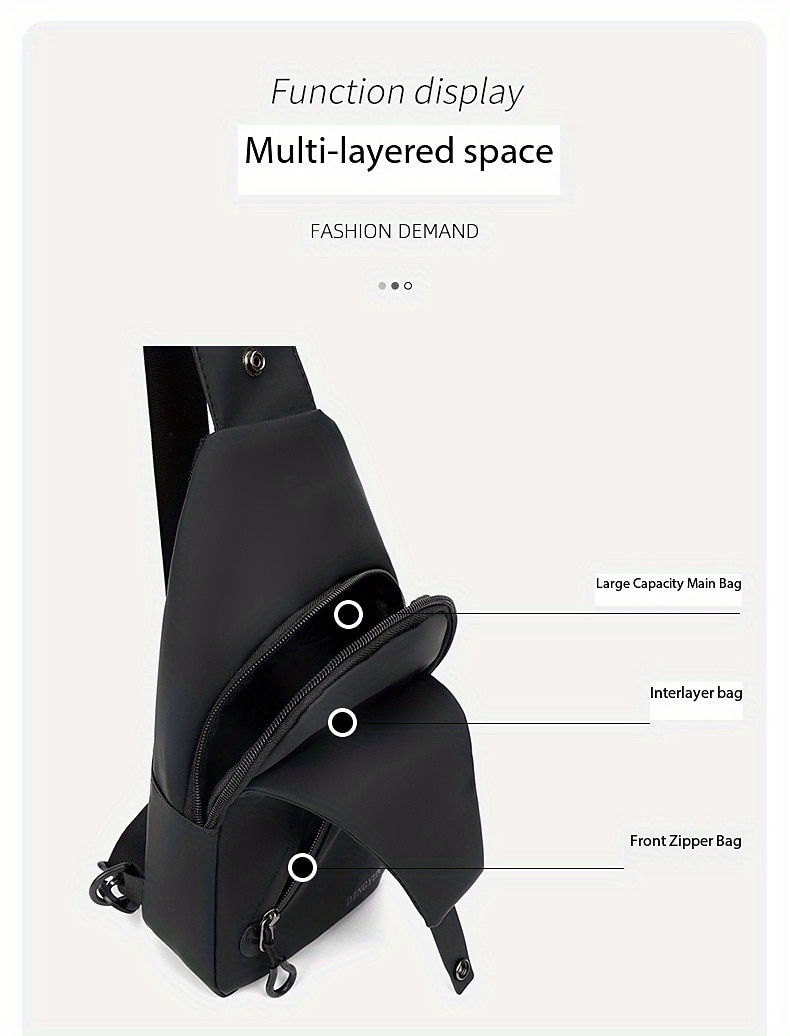 Anti-Diefstal Schouder Sling Rugzak - Waterproof Krassenbestendig Lichtgewicht Schouderrugzak met USB-oplaadpoort Ideaal Cadeau voor Mannen 2026 - $14.99 –P4