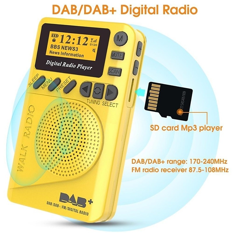 Mini Pocket DAB Digital Radio FM Digital Demodulator Portable MP3 Player with 1.44 Inch LCD Screen Built-in Rechargerable Battery 2025 - $61.99 –P6