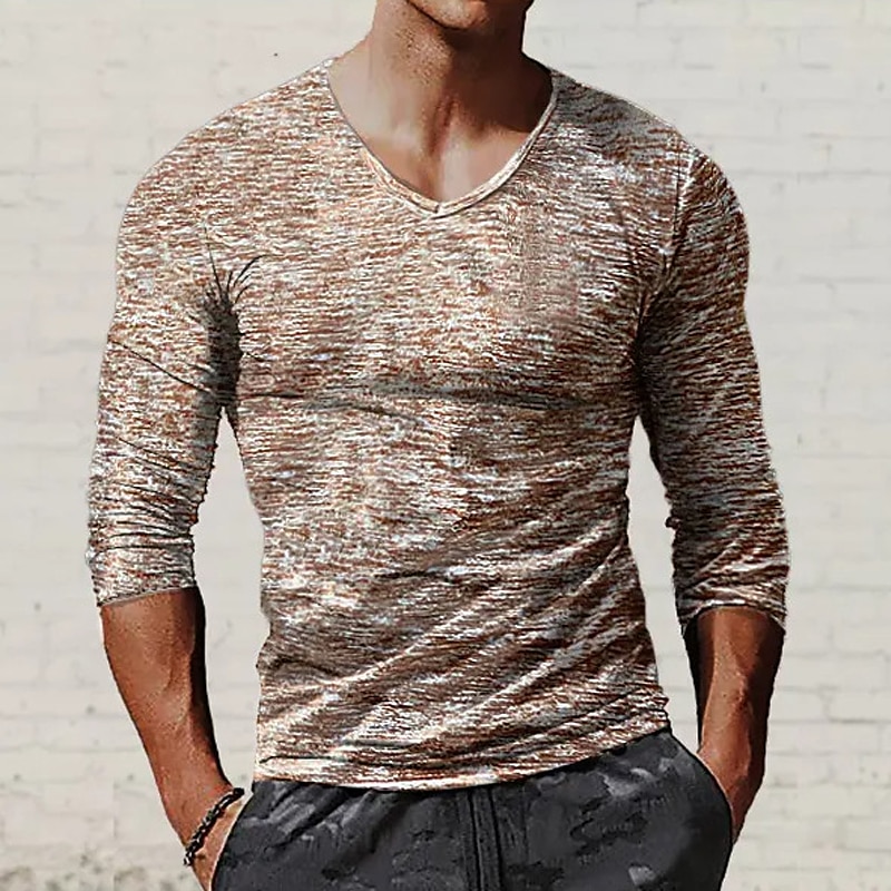 Voor heren T-shirt Shirt met lange mouwen Lange mouw V-hals Lente & Herfst Effen Modieus Ontwerper Basic Vakantie Straat Uitgaan Zwart Rood Blauw Top T-shirt voor mannen 2025 - $13.49 –P4