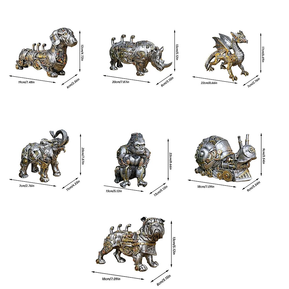 stile steampunk scultura animale animale meccanico ornamento decorazione decorazione industria pesante resina decorazione meccanica ciondolo decorazione di capodanno del 2025 a $18.99 –P1