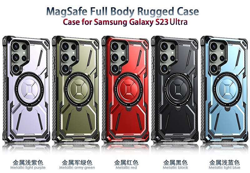 Phone Case For Samsung Galaxy S23 S22 S21 Ultra Plus With Magsafe with Stand Bumper Frame Magnetic Armor TPU PC 2025 - $21.99 –P13
