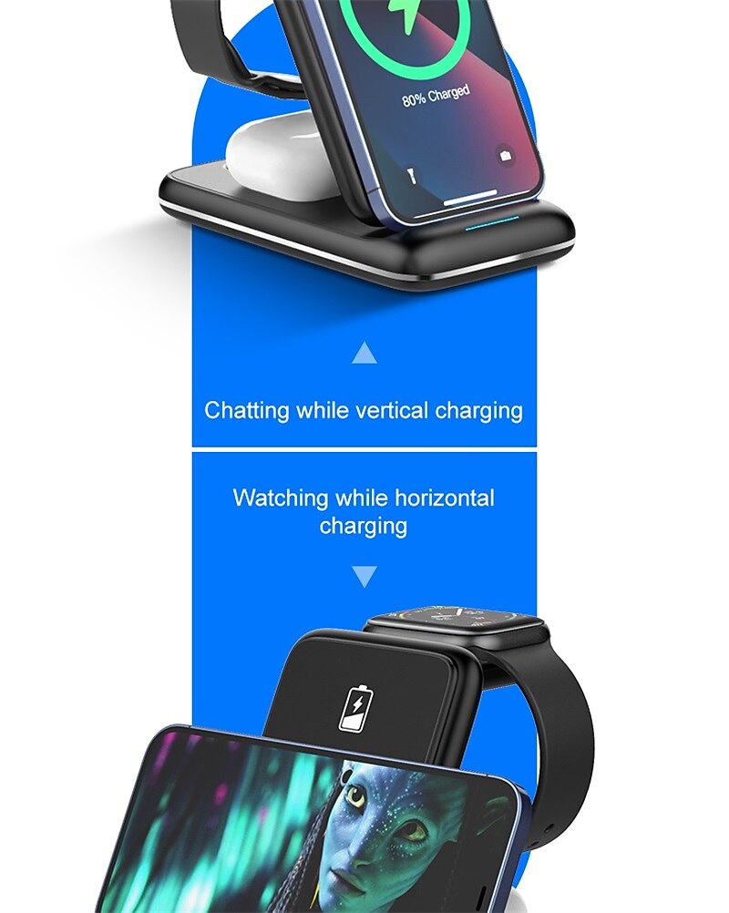 3 in 1 Foldable 15W Fast Wireless Charger Stand For iPhone 14 13 12 Pro Max Apple Watch Airpods Pro Wireless Charging Station 2025 - $36.99 –P15