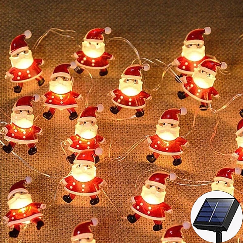 napelemes karácsonyi hóember Mikulás cukorka tündérfüzér fények 4m 40 led 8 mód világítás kültéri ip65 vízálló füzér fények karácsonyi esküvő kert terasz fa party ünnep dekoráció 2025 - $18.99 –P1