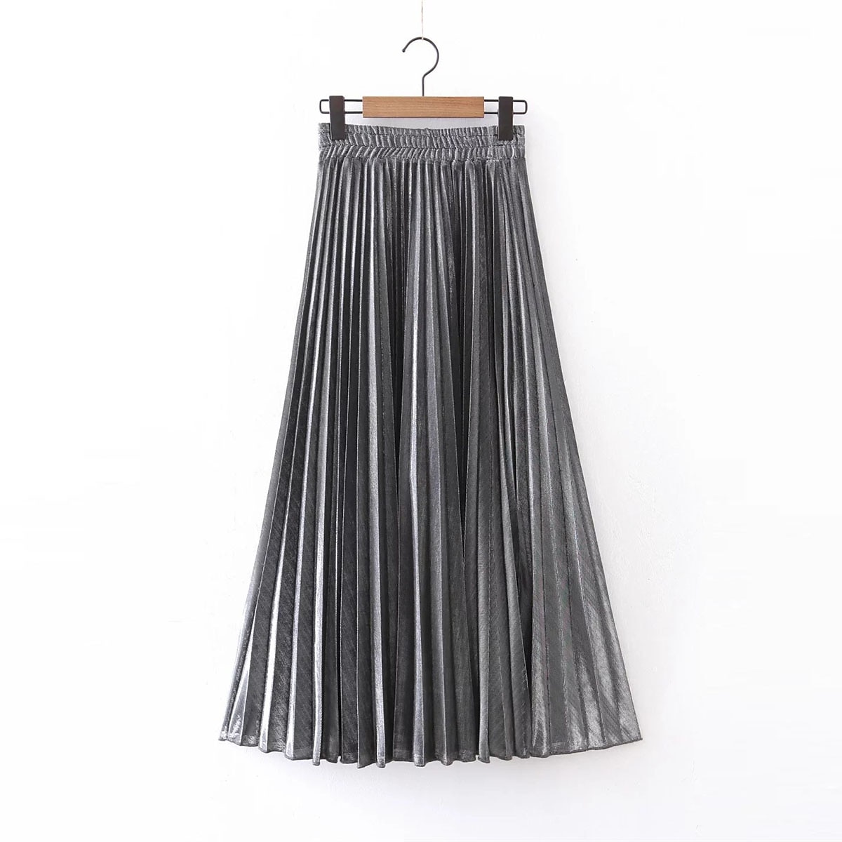 Pentru femei Fustă Linie A Leagăn Fusta lunga Elegant Modă Maxi Talie Înaltă Fuste Mată Plisată Stradă Zilnic Argintiu Roșu Vin Negru Auriu Iarnă Amestec Bumbac Catifea 2025 - $31.99 –P2