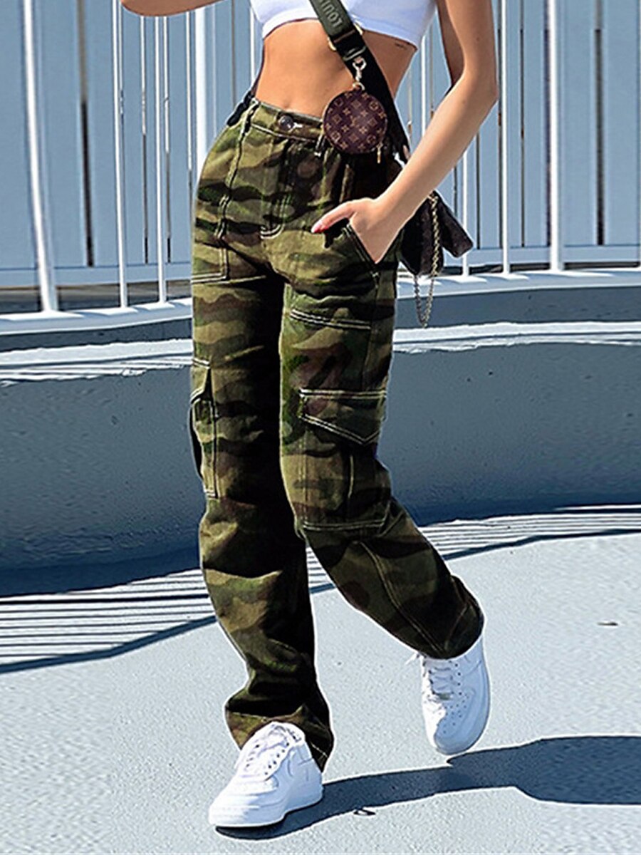 Women‘s Jeans Cargo camo camouflage parachute pants Full Length Fashion Streetwear Street Daily Camouflage S M Fall Winter 2023 - US $34.99 –P2