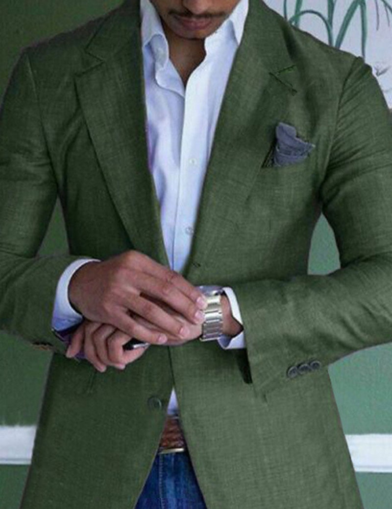 Men's Graduation Lightweight Jacket Lightweight Coat Casual Formal Evening Party & Evening Fashion Casual Spring &  Fall Polyester Plain Pocket Casual / Daily Single Breasted Blazer Purple Green 2025 - $54.99 –P1