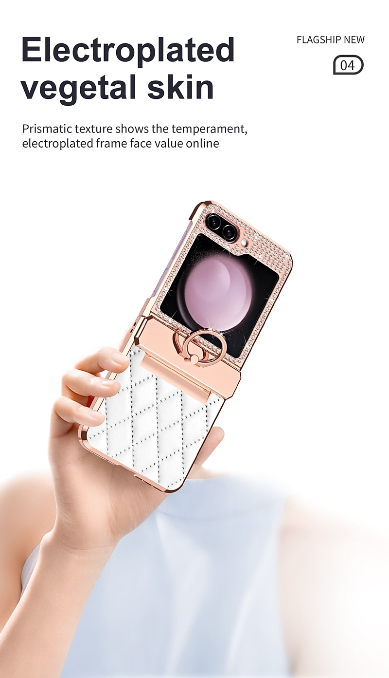 Phone Case For Samsung Galaxy Z Flip 7 Z Flip 6 Z Flip 5 Z Flip 4 Z Flip 3 Back Cover Shockproof Crystal Diamond TPU PU Leather 2025 - $29.99 –P5
