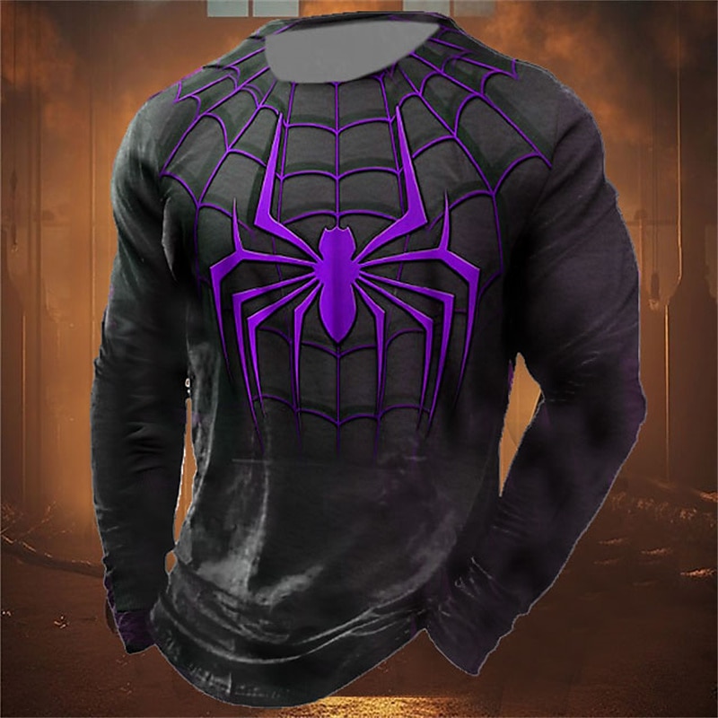 Homme Graphique Araignée T-shirt manche longue T-shirt Impression 3D Col ras du cou Chemise Mode Designer Occasionnel Sport en Plein Air Fête Sortir Rouge Bleu Violet Printemps & Automne Vêtement de 2025 ? $19.99 –P4