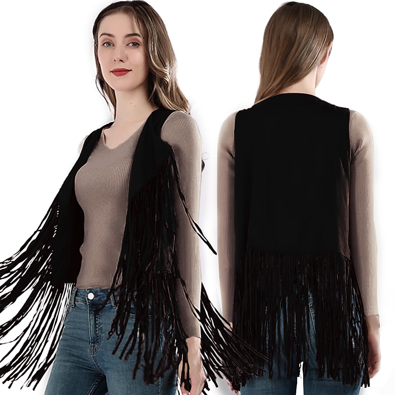 Retro / vintage 1970erne Semsket vest Ermeløs Hippie Dusk Ensfarget Dame Fest / aften Pride-parade Pride måned Voksne Topp 2025 - $22.99 –P8