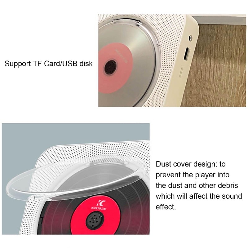 KC-909 Portable CD Player Built-in Speaker Stereo CD Players with Double 3.5mm Headphones Jack LED Screen Wall Mountable CD Music Player with IR Remote Control Supports CD/BT/FM/TF Card/AUX 2025 - $107.99 –P5