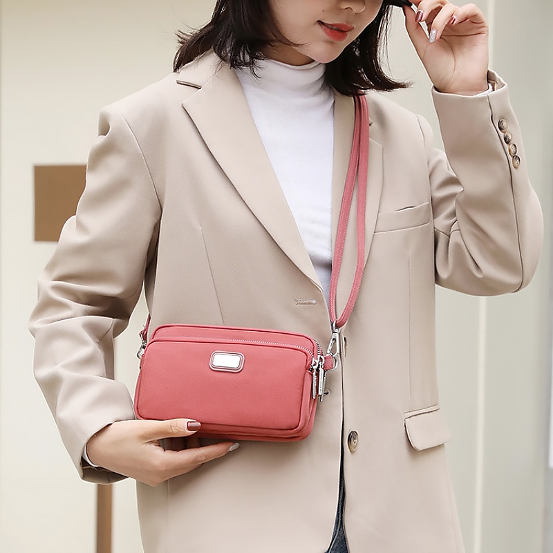 Dam Crossbody-väska Axelväska Hoboväska Nylon Utomhus Dagligen Helgdag Dragkedja Stor kapacitet Vattentät Lättvikt Ensfärgat Ljus och elegant lila Svart Marinblå 2025 - $14.99 –P2