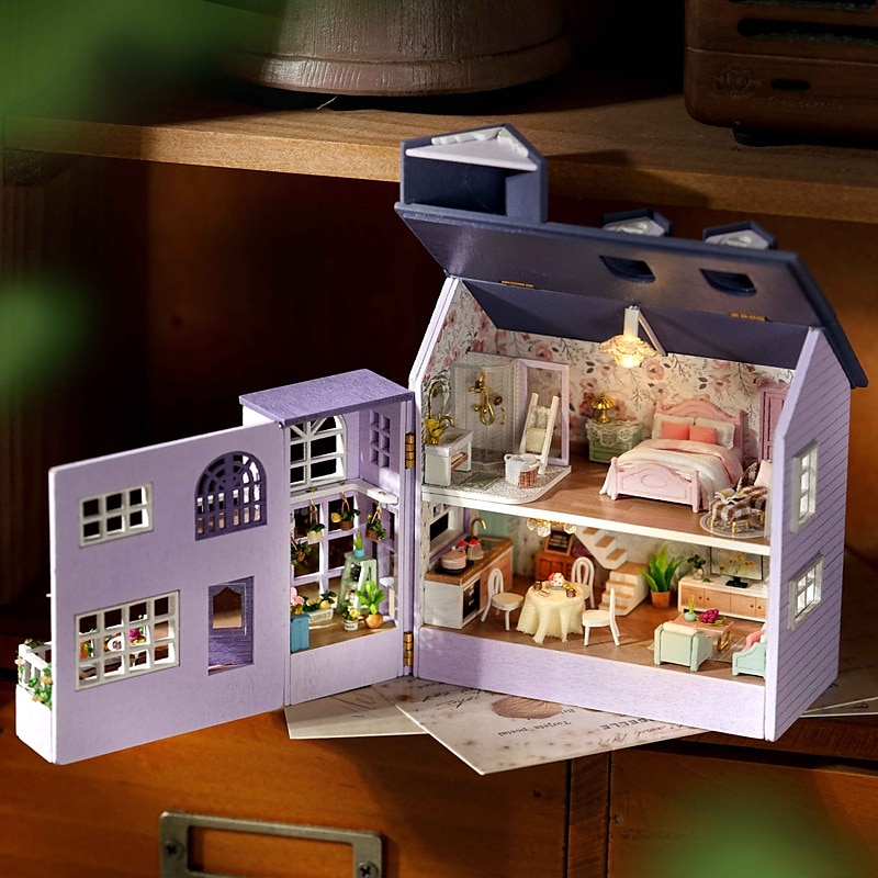 Cabane DIY Manoir Molan - Manoir du bonheur en bois Fait main et auto-fabriqué Multi-niveaux Cadeaux Cadeau de Noël pour filles de 2026 ? $36.99 –P7