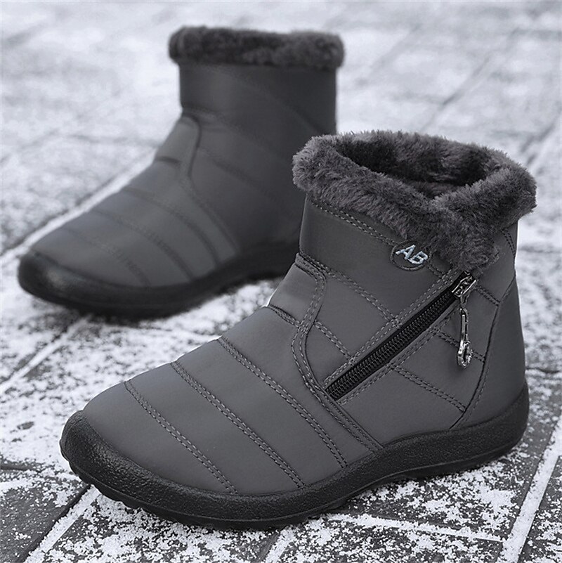 stivali da neve invernali caldi da donna con fodera in pelliccia sintetica e cerniera laterale – stivaletti impermeabili da esterno per il freddo del 2025 a $32.99 –P2