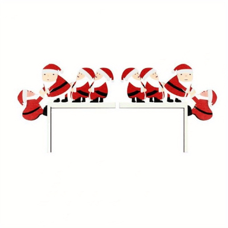 1 sada rekvizit pro slavnostní dřevěné vánoční ozdoby - 4 styly pro rám dveří stolu a roh - Santa Claus a sváteční dekorace pro domov a pokoj 2025 - $10.99 –P7