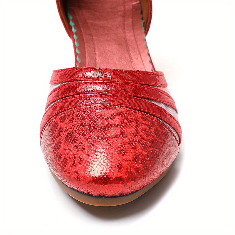 Rote Latein-Tanzschuhe für Damen – glänzende Kunstleder-Absätze mit Mesh-Einsätzen und Knöchelriemen für Standardtanz, Salsa und Auftritte 2025 - $34.99 –P9