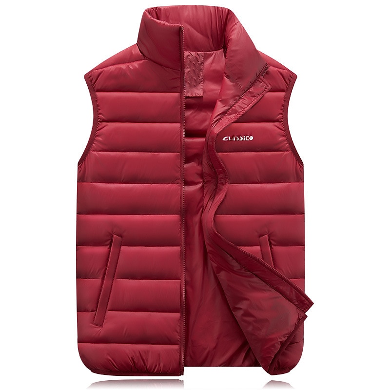 Herren Steppweste Ausgehen Basic Herbst Winter Tasche Polyester Warm Buchstabe Reisverschluss Stehkragen Normale Passform Schwarz Rote Blau Armeegrün Weste 2025 - $37.99 –P3