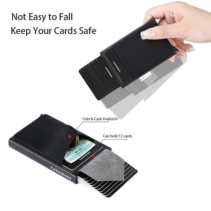 1 Pc Slim Aluminum Wallet Credit Card Holder RFID Wallet Metal Thin Slim Bank Card Case Men Women Pop-up Credit Card Bag 2025 - $11.99 –P4