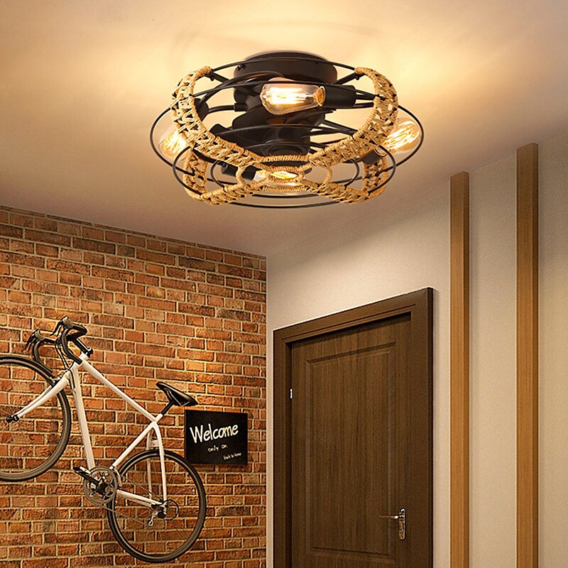 plafondventilator met licht en afstandsbediening 20 kooien laag profiel bladloze boerderij inbouw boho plafondventilatoren licht omsloten industriële plafondventilator 6 snelheden omkeerbaar met 4 2025 - $376.09 –P1