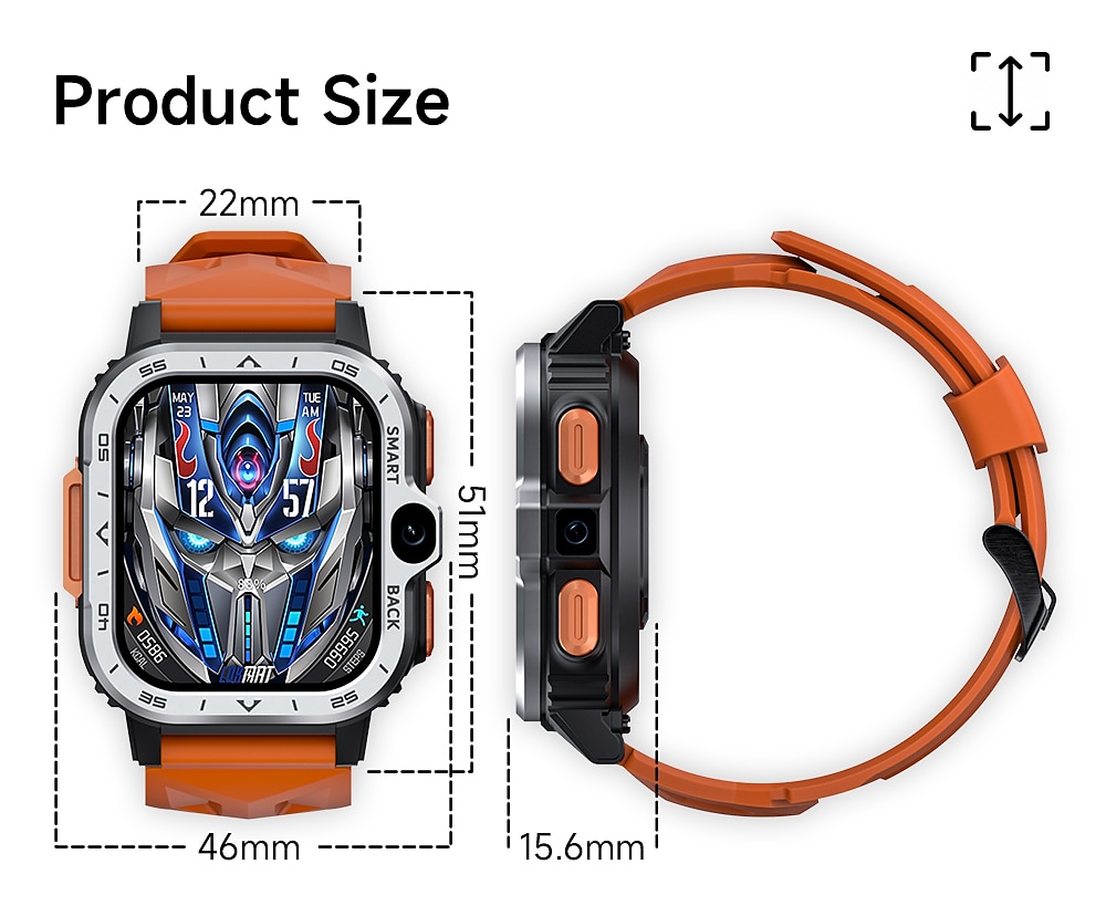 LOKMAT APPLLP 4 MAX Smart Watch 2.02 inch 4G LTE Cellular Smartwatch Phone 3G 4G Bluetooth Pedometer Call Reminder Activity Tracker Compatible with Android iOS Women Men GPS Hands-Free Calls Media 2025 - $128.99 –P15
