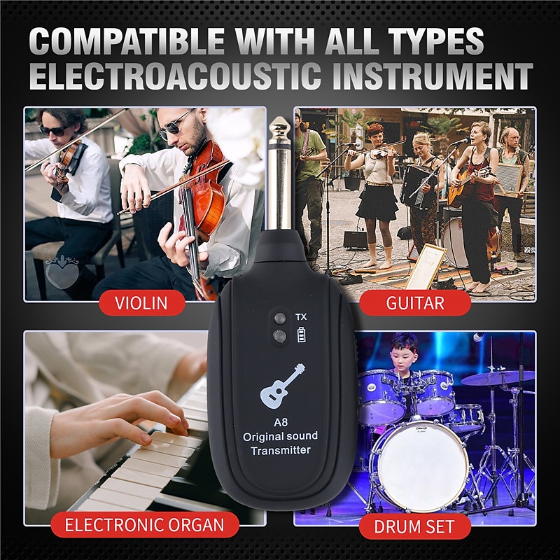 A8 UHF Wireless System Guitar Pickup Audio Transmitter Receiver for Electric Guitar Bass Violin Parts 2025 - $46.99 –P7