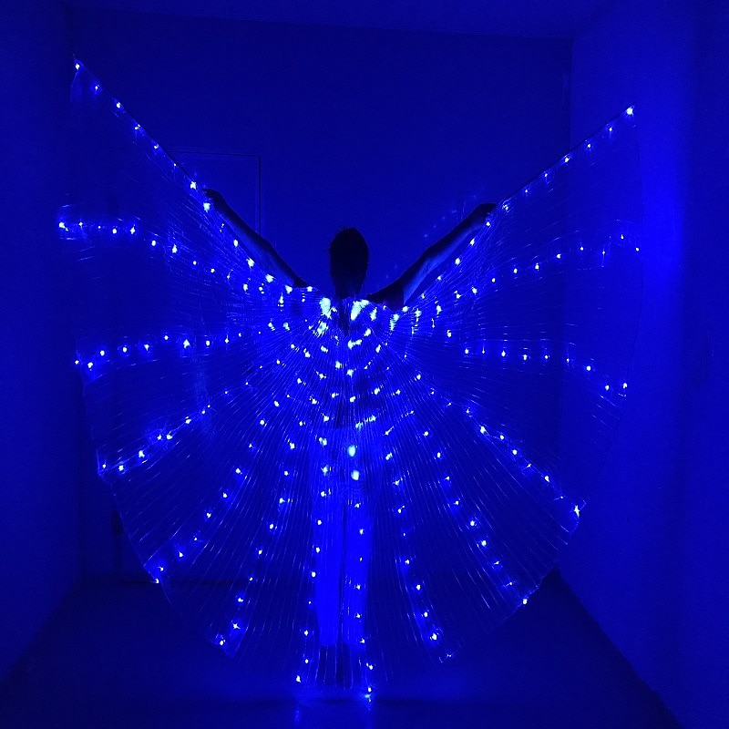 LED Butterfly Glowing Wing Dance Colorful Lighting Glow In the Dark Cloak Performance Costumes with Telescopic Festival Party Carnival Decor Prop 2025 - $59.99 –P2