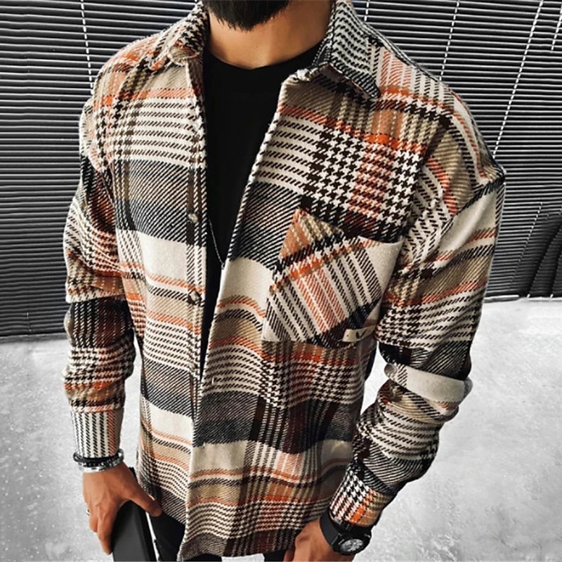 Per uomo Camicia Camicia di flanella Camicia a quadri Camicia con Bottoni Sopracamicia Giacca-camicia Quadri All'aperto Abbigliamento quotidiano Nero Giallo Rosso Cachi Manica Lunga Bavero Autunno del 2025 a $34.99 –P3