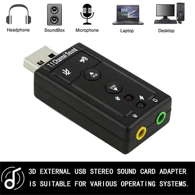 Высококачественный мини-USB 2,0 микрофон 7,1 звуковая дорожка динамик аудио гарнитура микрофон 3,5 мм разъем преобразователь 3D аудио звуковая карта адаптер для ноутбука 2025 - $8.99 –P12